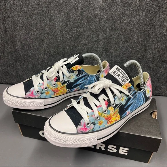 Converse Black Floral Women's Sneakers - Picture 9 of 14